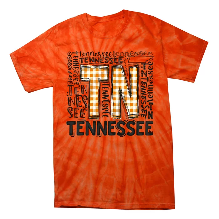 Tennessee State Flag Orange Plaid TN Tie-Dye T-Shirt