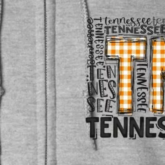 Tennessee State Flag Orange Plaid TN Full Zip Hoodie