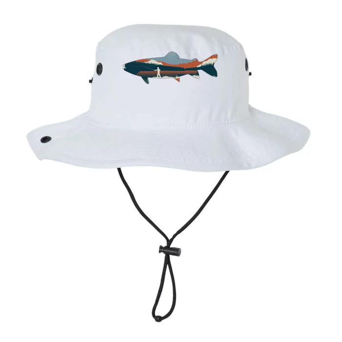 Trout Silhouette Fly Fishing Mountain Sunset Legacy Cool Fit Booney Bucket Hat