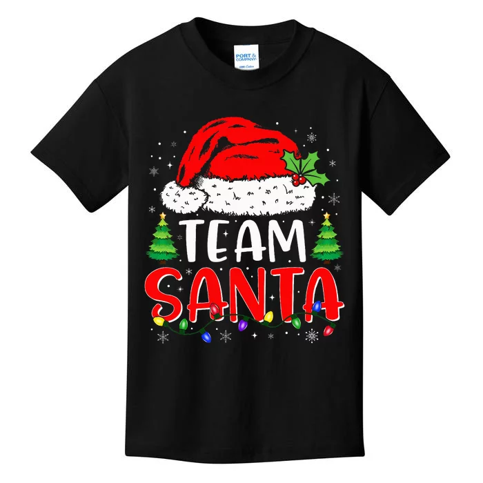 Team Santa Funny Christmas Lights Family Pajamas Matching Kids T-Shirt