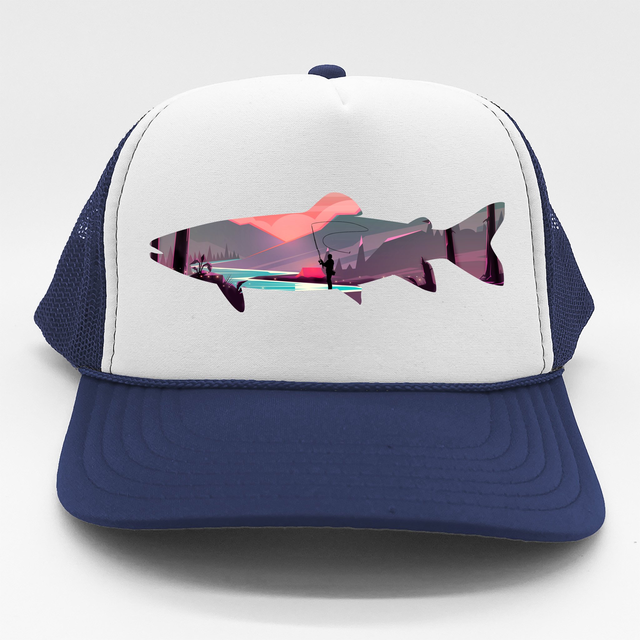 Rainbow Trout Trucker Hat, Fishing Trucker Hat, Fisherman Flat