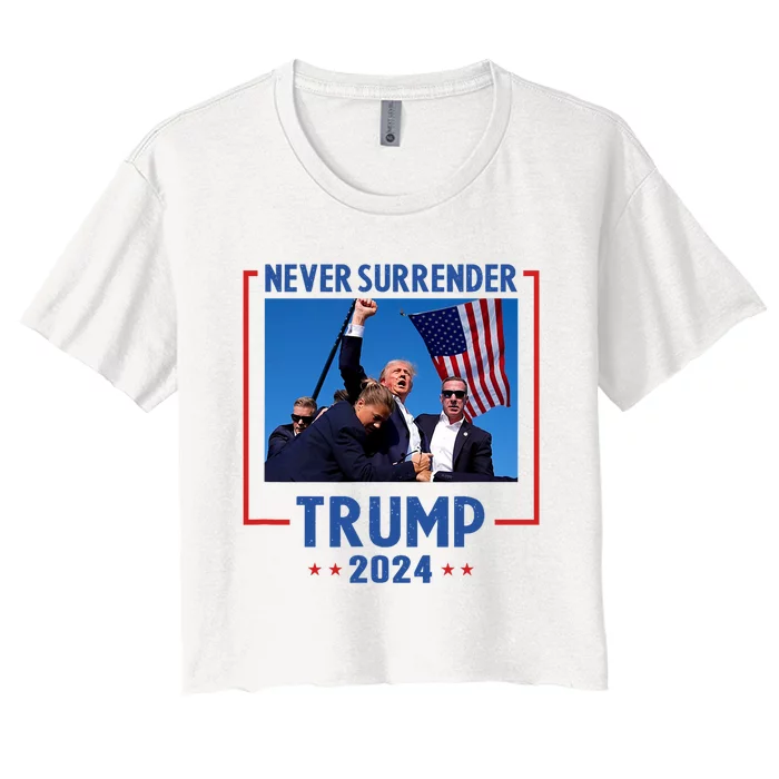 Trump Speech Fist In The Air Pennsylvania Trump 2024 Women's Crop Top Tee