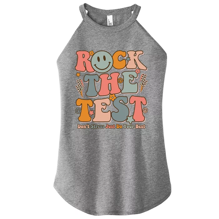 Testing Shirts For Teachers Test Day Teacher Rock The Test Women’s Perfect Tri Rocker Tank