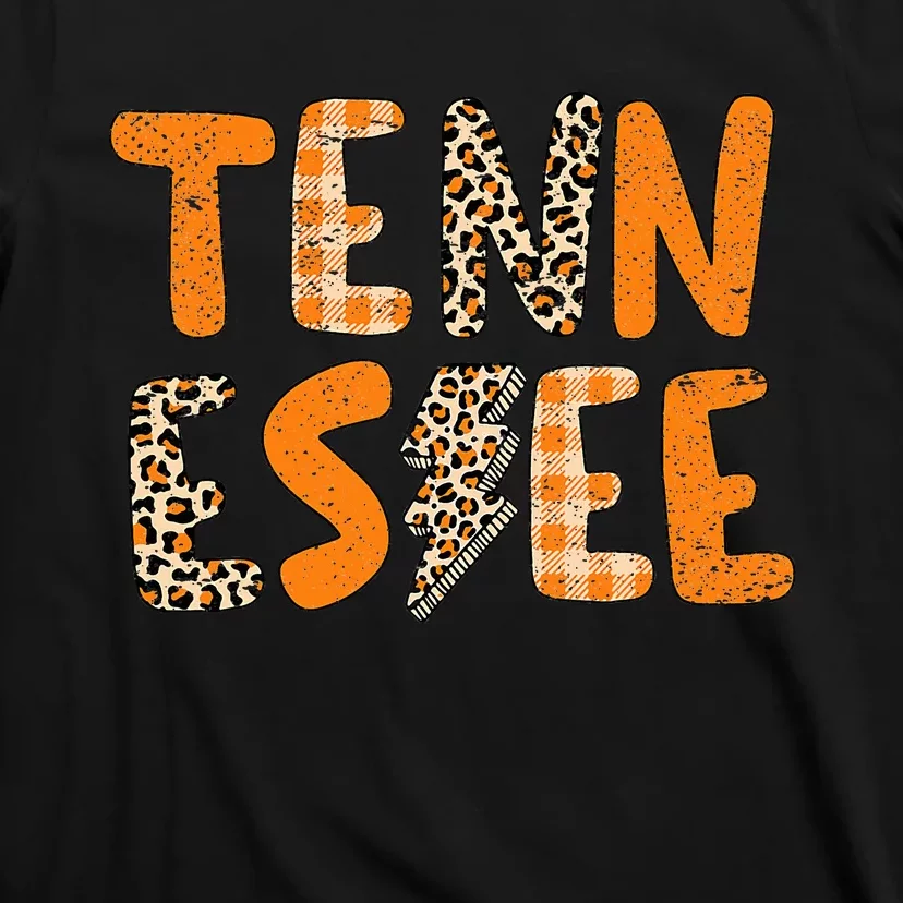 Tennessee State Flag Orange Plaid Leopard Tn T-Shirt