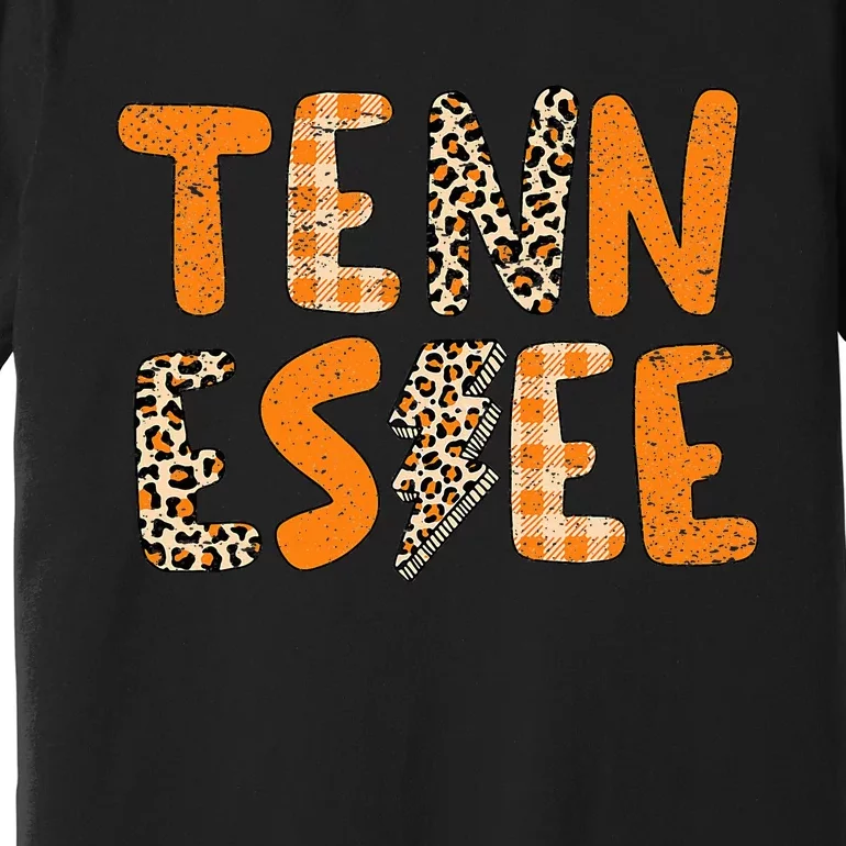 Tennessee State Flag Orange Plaid Leopard Tn Premium T-Shirt