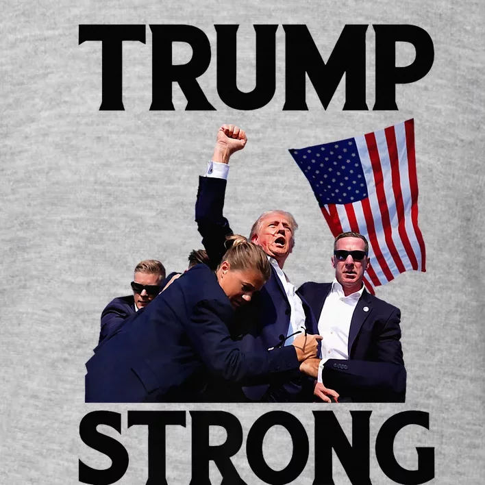 Trump Strong Fist Hand Us Vote Trump 2024 Survives Rally Toddler Sweatshirt