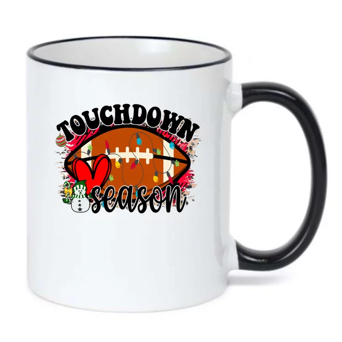 Touchdown Season Football Heart Christmas Black Color Changing Mug