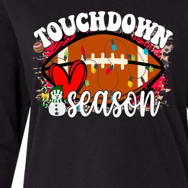 Touchdown Season Football Heart Christmas Womens Cotton Relaxed Long Sleeve T-Shirt