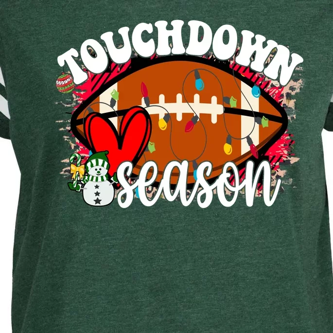 Touchdown Season Football Heart Christmas Enza Ladies Jersey Football T-Shirt