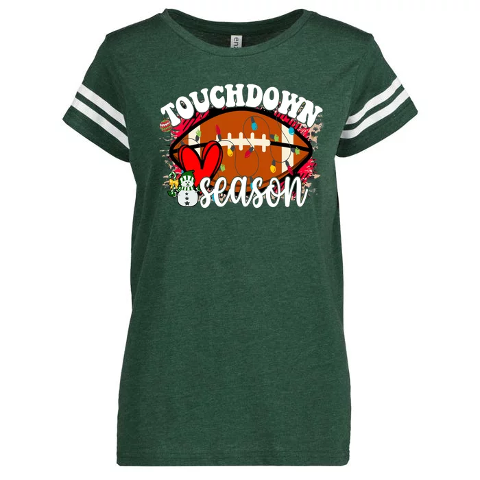 Touchdown Season Football Heart Christmas Enza Ladies Jersey Football T-Shirt