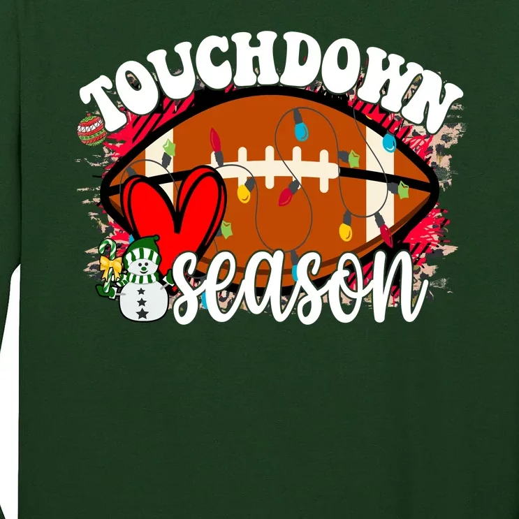 Touchdown Season Football Heart Christmas Tall Long Sleeve T-Shirt