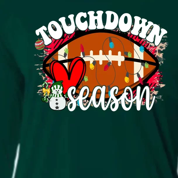 Touchdown Season Football Heart Christmas Cooling Performance Long Sleeve Crew