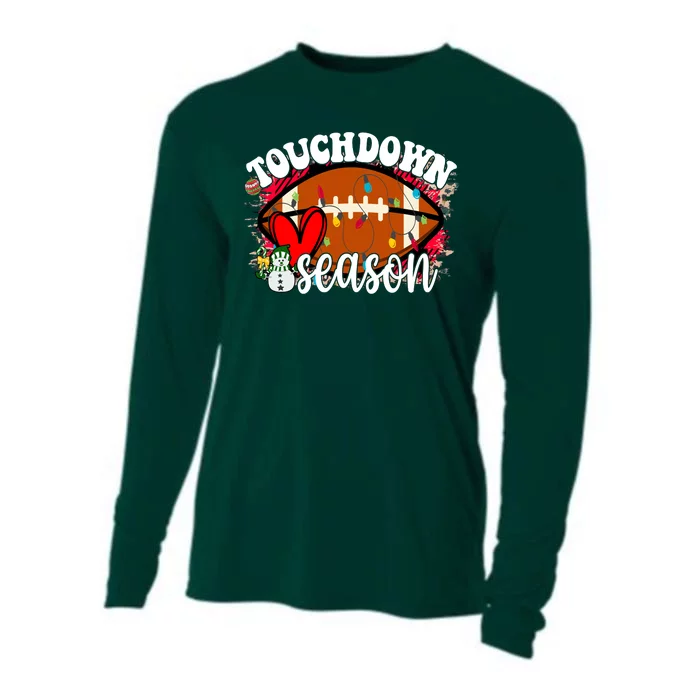 Touchdown Season Football Heart Christmas Cooling Performance Long Sleeve Crew