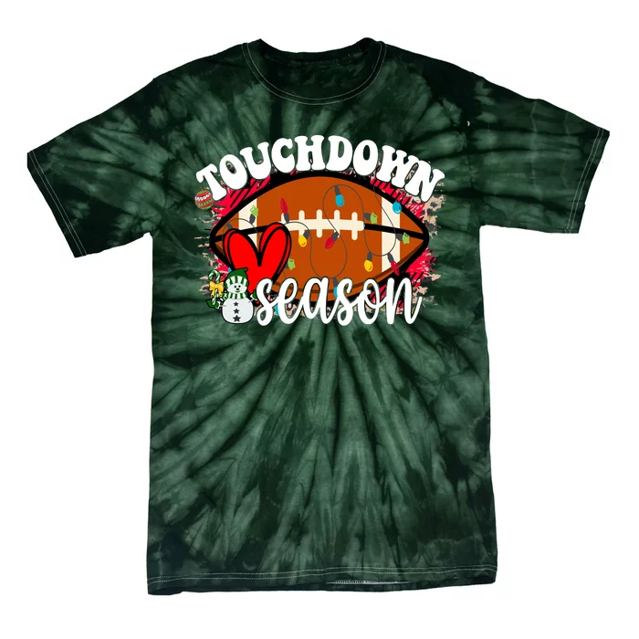 Touchdown Season Football Heart Christmas Tie-Dye T-Shirt