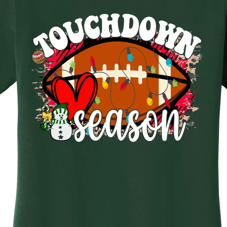 Touchdown Season Football Heart Christmas Women's T-Shirt