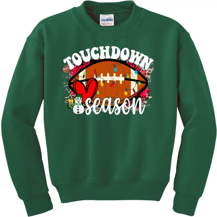 Touchdown Season Football Heart Christmas Kids Sweatshirt