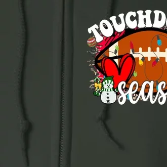 Touchdown Season Football Heart Christmas Full Zip Hoodie