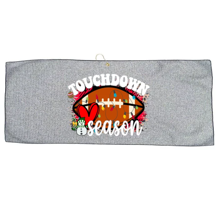 Touchdown Season Football Heart Christmas Large Microfiber Waffle Golf Towel