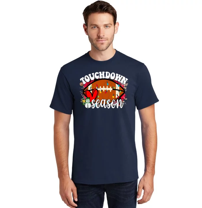 Touchdown Season Football Heart Christmas Tall T-Shirt