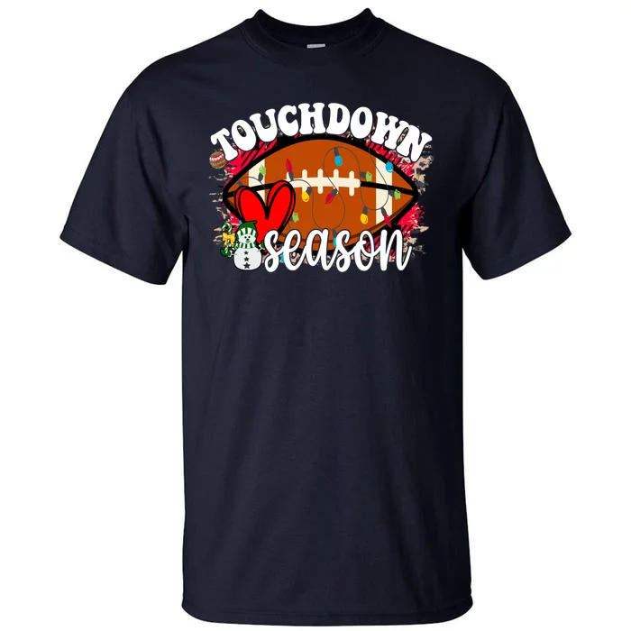 Touchdown Season Football Heart Christmas Tall T-Shirt