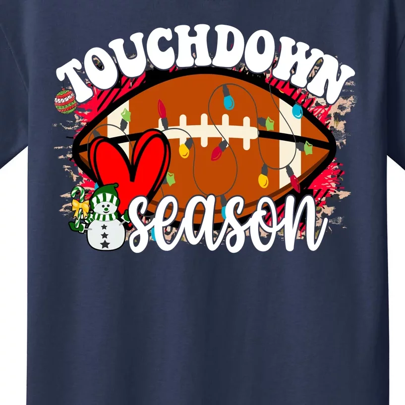 Touchdown Season Football Heart Christmas Kids T-Shirt