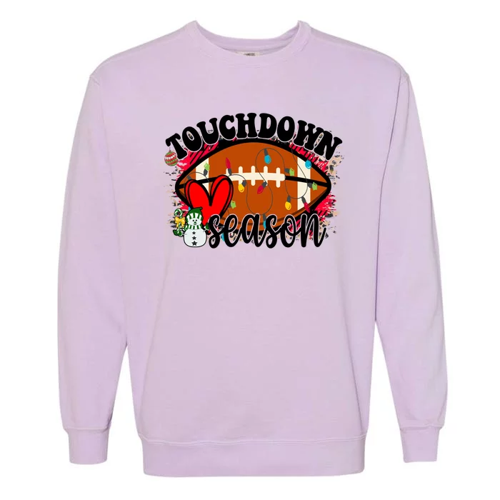 Touchdown Season Football Heart Christmas Garment-Dyed Sweatshirt