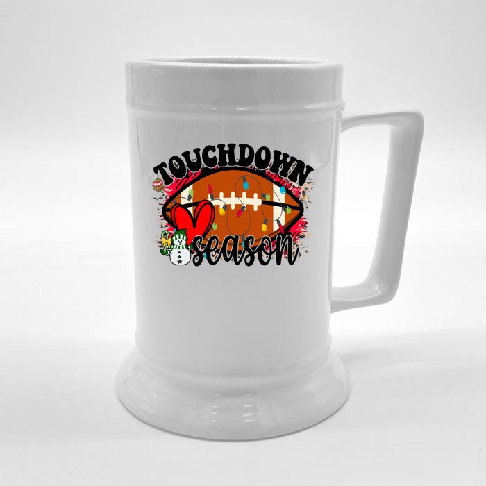 Touchdown Season Football Heart Christmas Front & Back Beer Stein