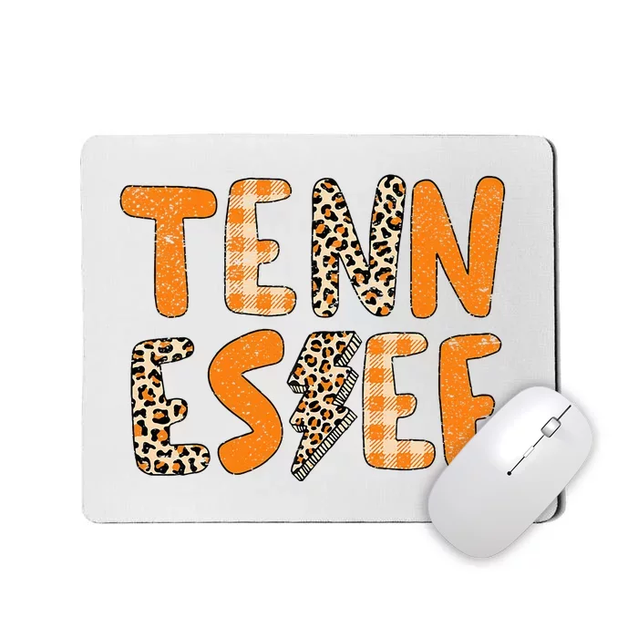 Tennessee State Flag Orange Plaid Leopard Tn Mousepad