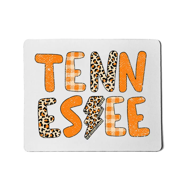 Tennessee State Flag Orange Plaid Leopard Tn Mousepad