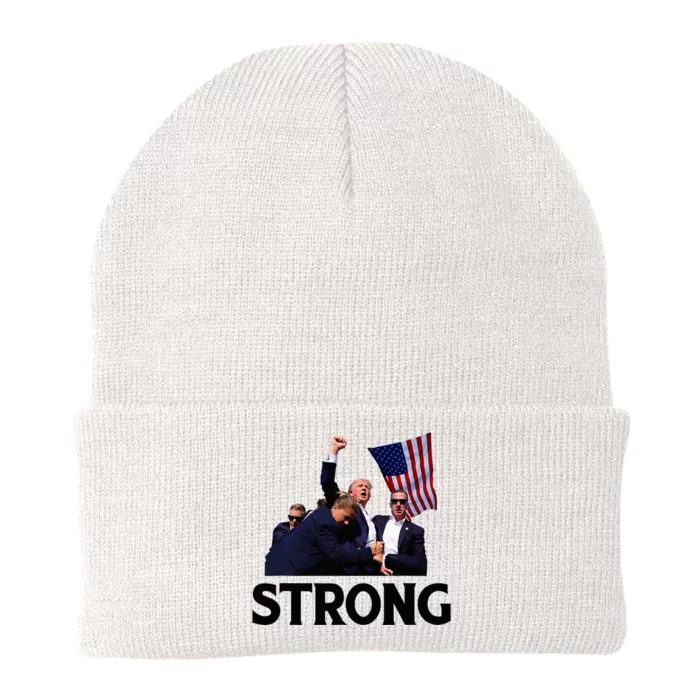 Trump Strong Fist Hand Us Vote Trump 2024 Survives Rally Knit Cap Winter Beanie