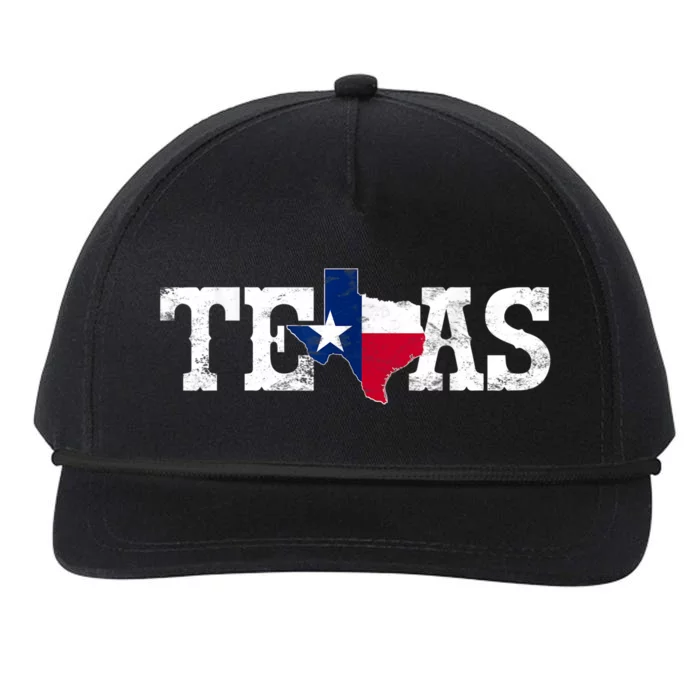 Texas Shaped Flag Grunge Distressed Texas Snapback Five-Panel Rope Hat