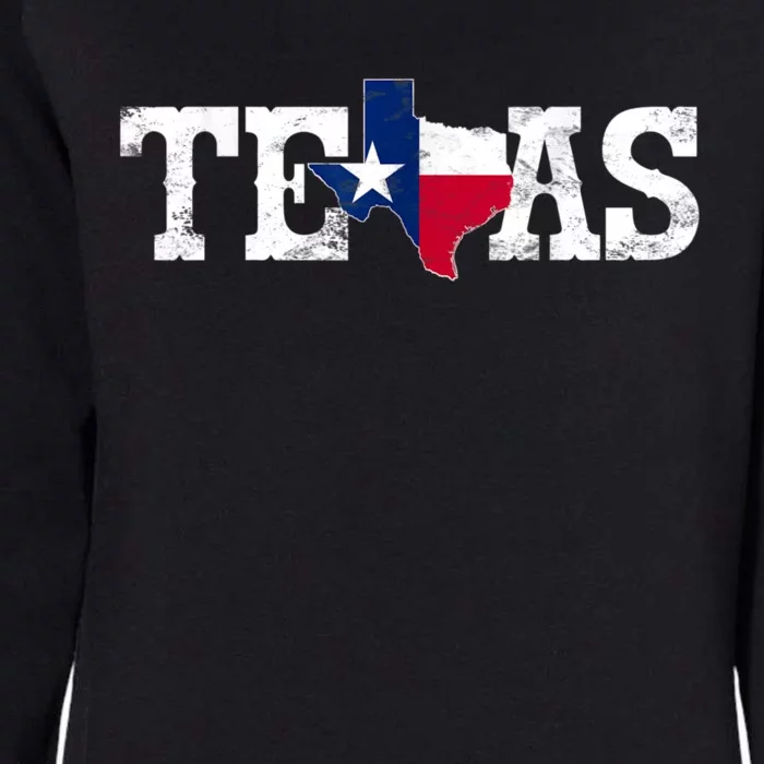 Texas Shaped Flag Grunge Distressed Texas Womens California Wash Sweatshirt