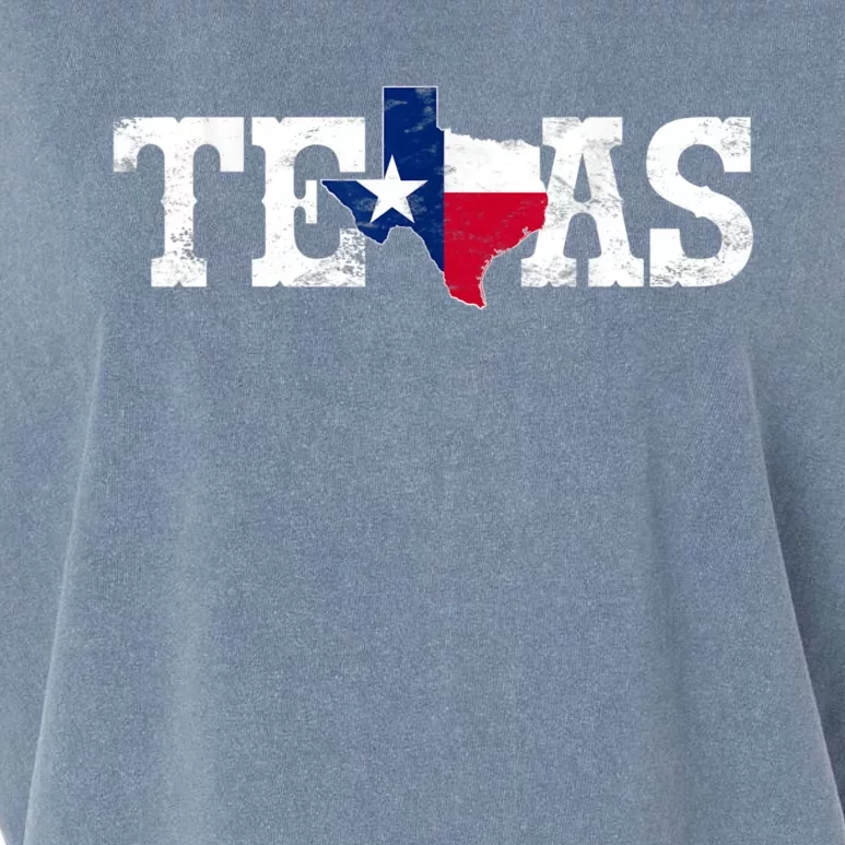 Texas Shaped Flag Grunge Distressed Texas Garment-Dyed Women's Muscle Tee