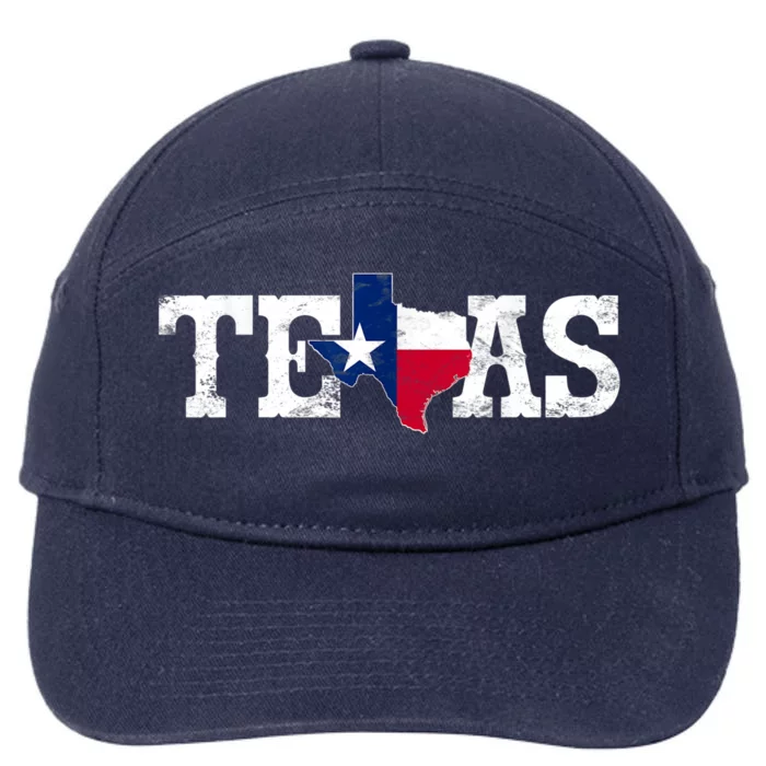 Texas Shaped Flag Grunge Distressed Texas 7-Panel Snapback Hat