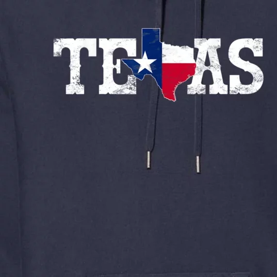 Texas Shaped Flag Grunge Distressed Texas Premium Hoodie