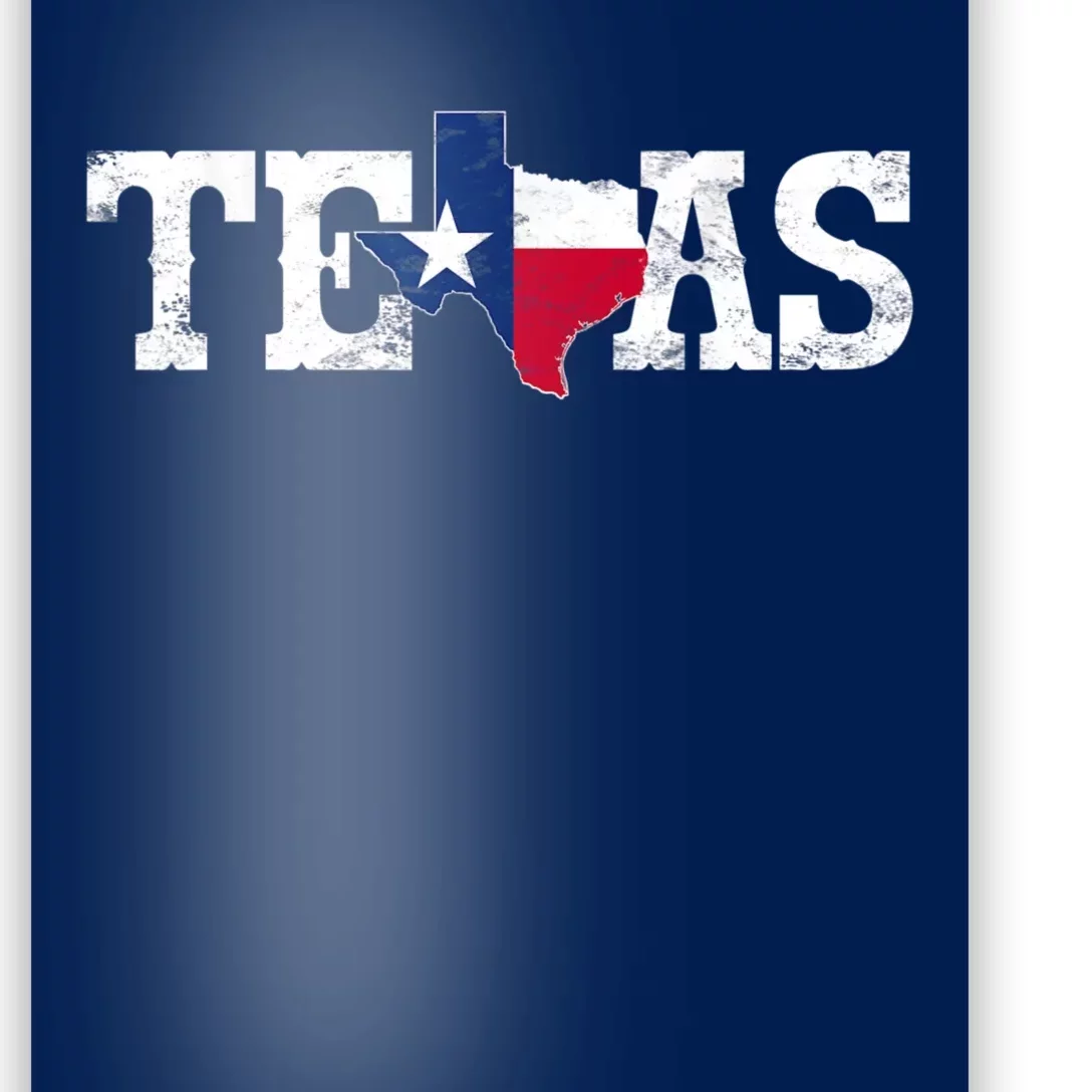 Texas Shaped Flag Grunge Distressed Texas Poster