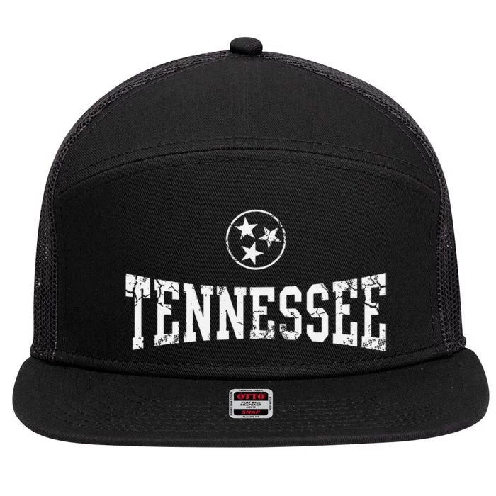 Tennessee State Flag Home Tennessean Distressed Orange 7 Panel Mesh Trucker Snapback Hat