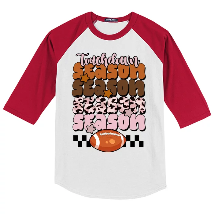 Touch Season Football Lover Cute Retro Kids Colorblock Raglan Jersey