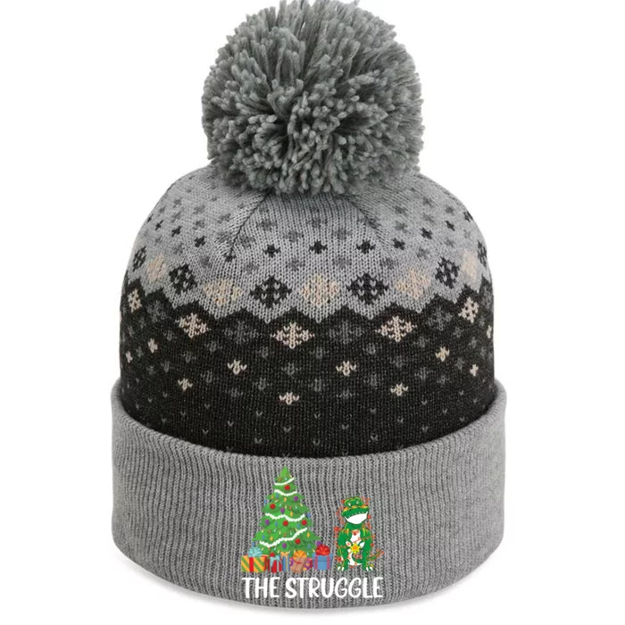 The Struggle Funny Christmas Dinosaur Xmas Tree Dino Lover Meaningful Gift The Baniff Cuffed Pom Beanie