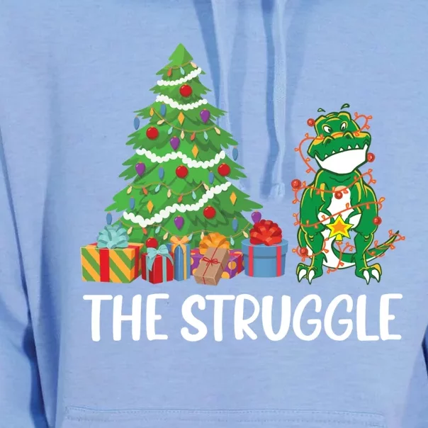 The Struggle Funny Christmas Dinosaur Xmas Tree Dino Lover Meaningful Gift Unisex Surf Hoodie