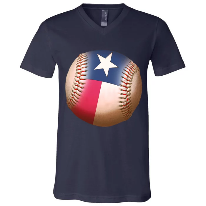 Texas State Flag Baseball Fan V-Neck T-Shirt