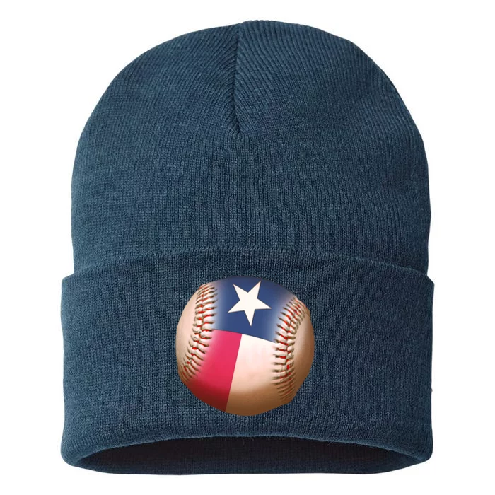 Texas State Flag Baseball Fan Sustainable Knit Beanie