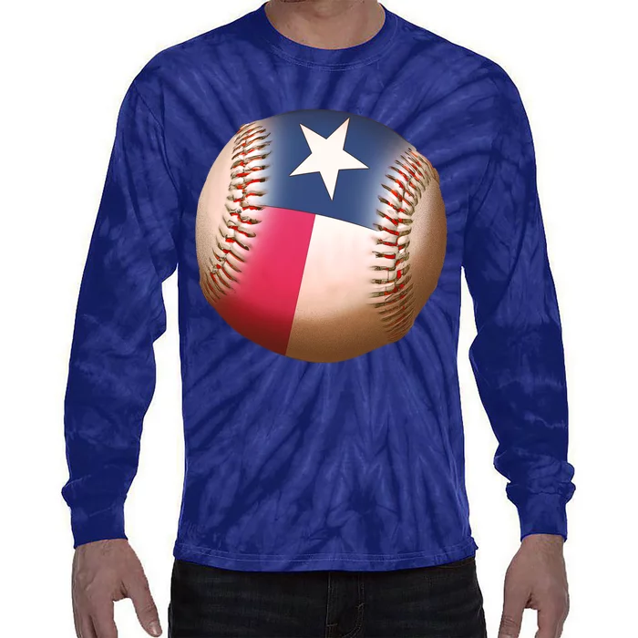 Texas State Flag Baseball Fan Tie-Dye Long Sleeve Shirt