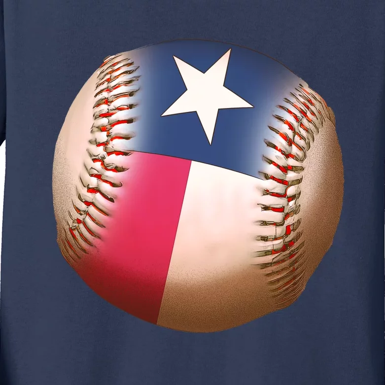 Texas State Flag Baseball Fan Kids Long Sleeve Shirt