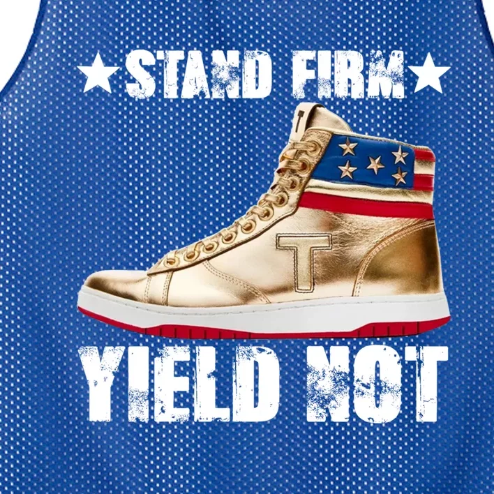 Trump Stand Firm Yield Not Donald Trump Funny Gift Mesh Reversible Basketball Jersey Tank