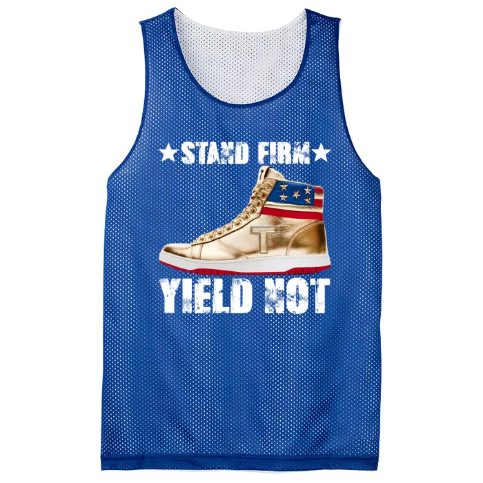 Trump Stand Firm Yield Not Donald Trump Funny Gift Mesh Reversible Basketball Jersey Tank