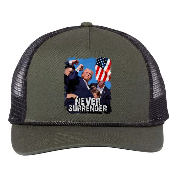 Trump Speech Fist In The Air Pennsylvania Trump 24 Never Surrender Trump Rushed Retro Rope Trucker Hat Cap