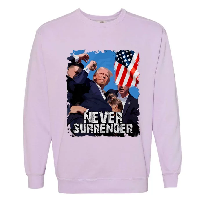 Trump Speech Fist In The Air Pennsylvania Trump 24 Never Surrender Trump Rushed Garment-Dyed Sweatshirt