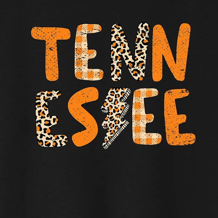 Tennessee State Flag Orange Plaid Leopard TN Women's Crop Top Tee