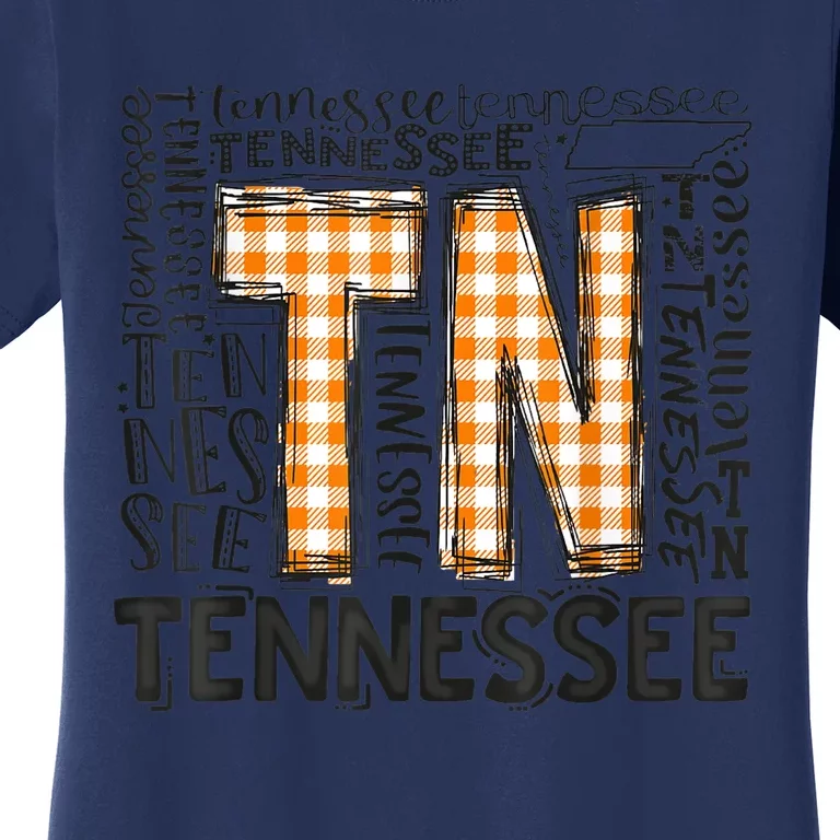 Tennessee State Flag Orange Plaid TN Women's T-Shirt